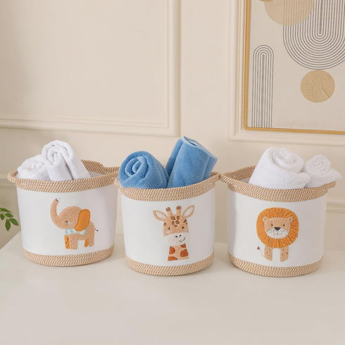 Tidelit 3-Piece Woven Baby Toy Baskets Laundry Hampers, Foldable Nursery Organizer for Toys Clothes Stuffed Animals