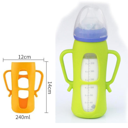 Mamigeor 8oz, 4-Pack Anti-Slip Silicone Handle Cover for Anti-Colic Glass Baby Bottles | Ergonomic Grip Support