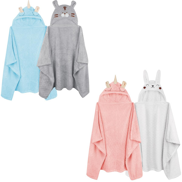 FUBANRAY 4-Pack Toddler Bath Towel Baby Bath Towels for Kid 0-5 Years -