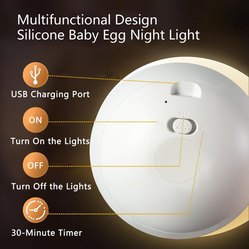 7 &30-Min Night Light for Kids,Egg Night Light for Baby Nursery, Colors Changing Timer Portable Nursery Night Lamp