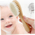 Set Baby Hair Wash Brush Soft Wool Sink Bath Bathing Tool Wooden Comb for Newborn