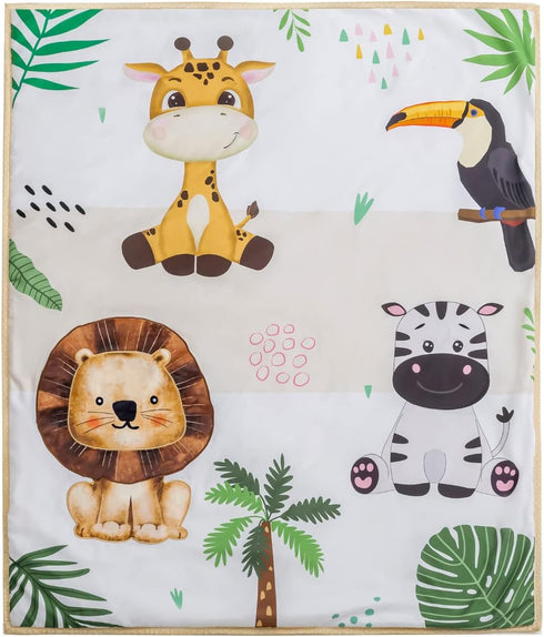 Set 3-Piece Set, Set Cokouchyi Safari Animal Crib Bedding for Baby Boys Girls, Baby Crib Bedding Standard Size Crib