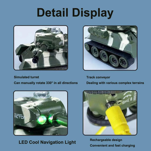 Ouhgnoh 1/72 Mini WWII Gray German Tiger RC Tank Toy Scale Model Electronic Radio Remote Control Vehicle Tank