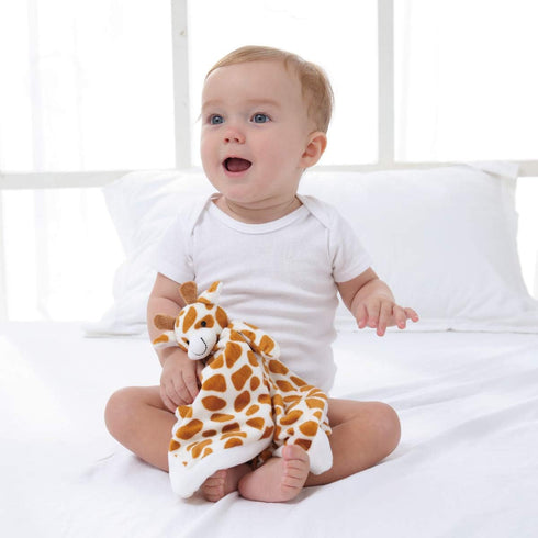 Apricot Lamb Luxury Snuggle Plush Cute Giraffe Infant Stuffed Animals Security Blanket, Yellow Giraffe, 14 Inches