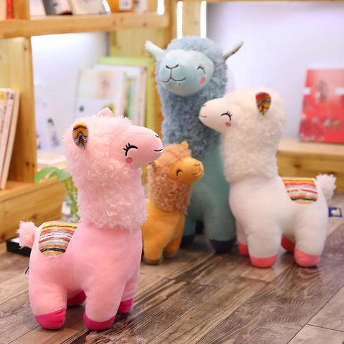 Sibupue 10in Llama Stuffed Animals Soft Plush Cute Alpaca Doll for Boys Girls (caibei yantuo lanse)
