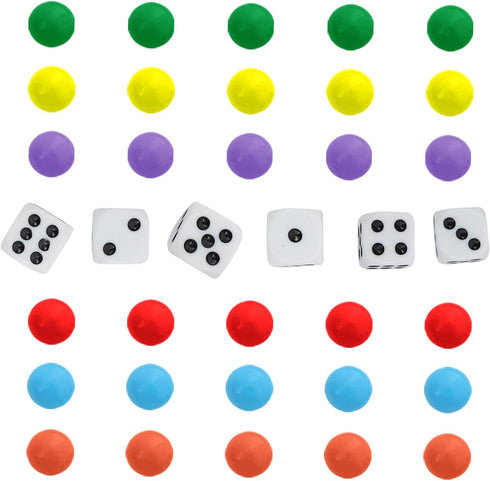 30 5 6 6 Game.(0.55 inches) Wahoo Board Game Replacement Marbles Each of Colors, Dice and a Play Bag for Wahoo Board