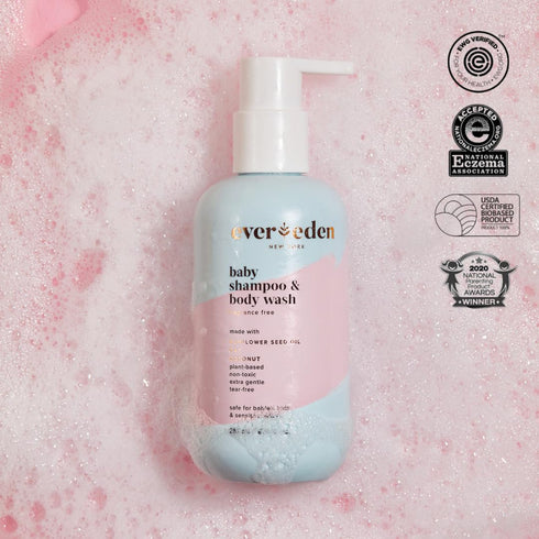 Evereden Baby Shampoo and Body Wash: 8.5 fl oz, Clean and Natural Baby Care, Non-Toxic