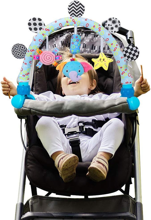 Travel Bassinet Mobile Toys for Infant & Toddlers, Clip on Stroller Toy & Pram Activity Bar for Indoor Outdoor