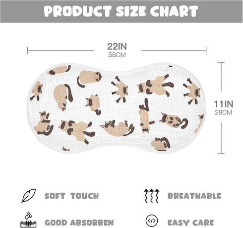 YYZZH 4 Pack 100% Sleeping Cats Siamese Colorpoint Cat Muslin Burp Cloths for Baby Cotton Baby Washcloths Bibs for Boy