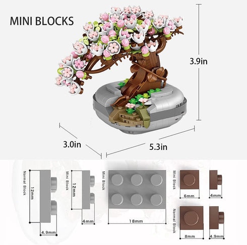 Building Blocks for Adults, Cherry Blossom Tree Building Toys, Bonsai Botanical Collection DIY Home Decoration Gifts