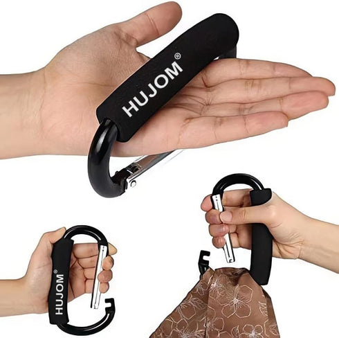 2 Mommy Stroller Hooks Pcs Large Carabiner Clips for Hanging Diaper Bags, Purse Grocery, and Shopping Bags. Heavy Duty