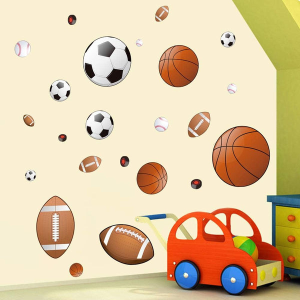 Runtoo Sports Wall Decals, Kids Wall Stickers for Soccer, Baseball, Football, Hockey, Basketball, Boys Room Décor
