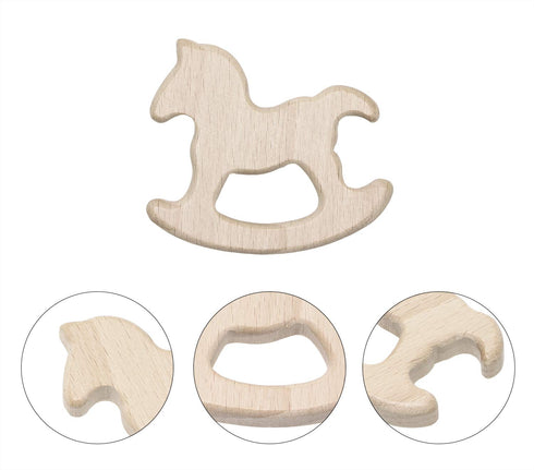 Baby Teething Toys - Penta Angel 10Pcs Natural Wooden Teething Animal Rings for Newborns