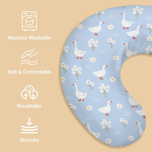 Cstdyfrv Vintage Geese Boho Flower Nursing Pillow Covers Cute Ducks Daisy Floral Removable Covers for Breastfeeding