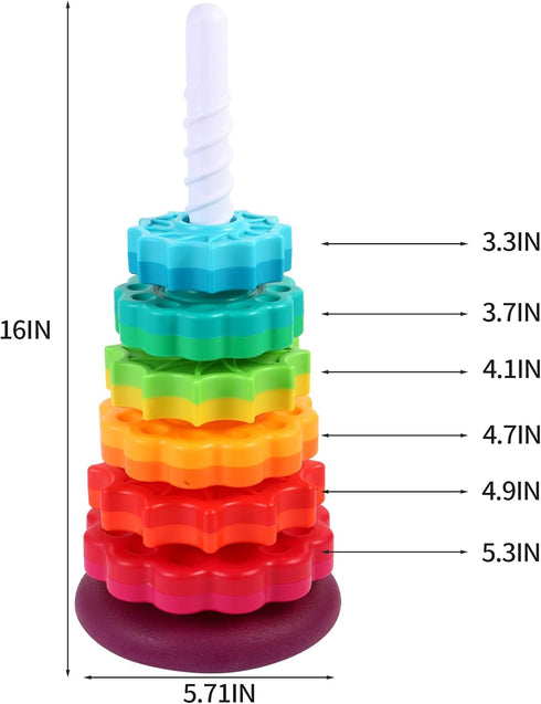 Spinning Stacking Toys – Rainbow Tower – Kids Stackable Spinning Toy for Toddlers 1-3 – Builds Sensory and Motor Skills