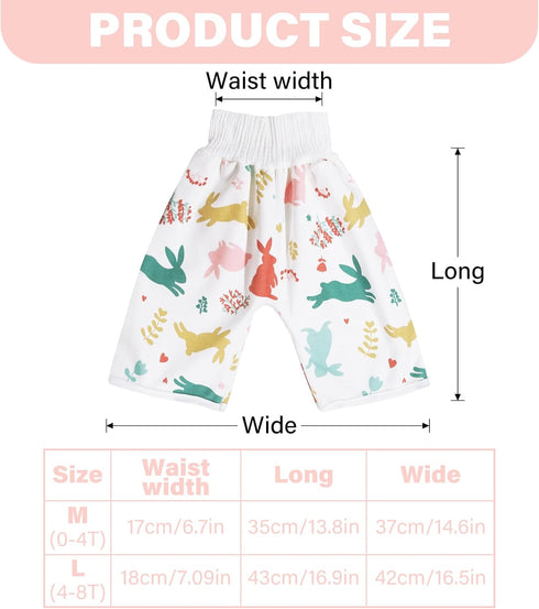 WELOMELO 2 Packs Waterproof Diaper Pants for Baby Kids, Absorbent Toddler Potty Training Pants Boys Girls Use Day Night