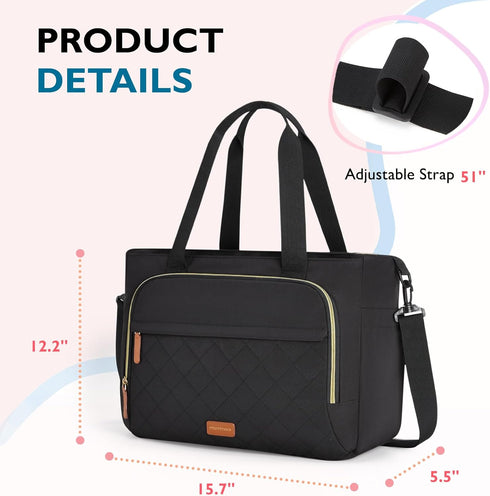 mommore Mommy Diaper Bag Tote Small Baby Bag with Insulated Pockets, Lightweight Tote with Stroller Straps, Nurse Gym