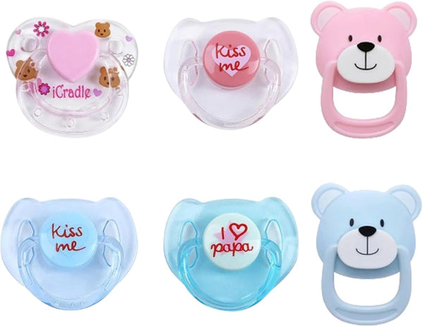 Mire & Mire 6 Pcs Doll Magnetic Pacifiers, Baby Doll Accessories for Reborn Baby Doll, Pretend Play Feeding Toy