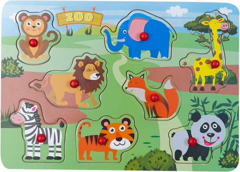 Set 4 (32 1-3, Peg Puzzle of pcs), Wooden Knob Puzzles for Toddlers Ages Farm ZooForest Animals, Pets, Sea Ocean