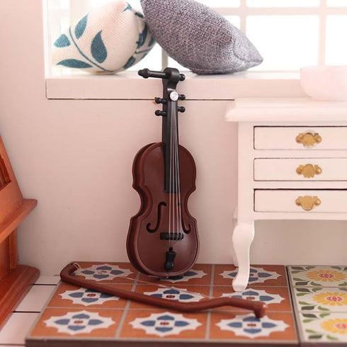 8Pcs 1:12 Dollhouse Violin Miniature Musical Instrument Collection for Doll House Musical Room