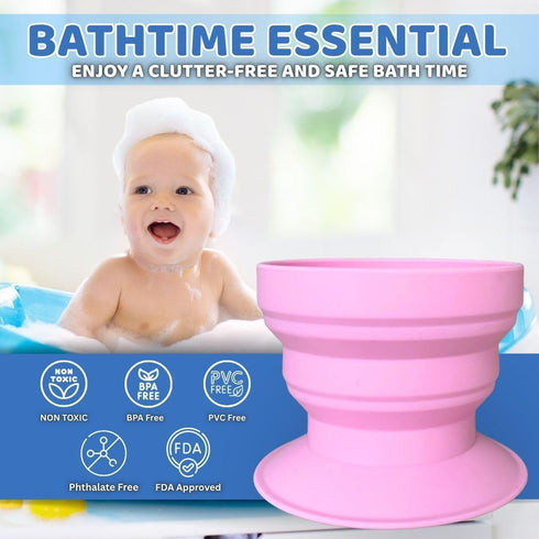 Tubby cup TubbyCup Toddler Bath Rinse Cup Easy Hair Rinsing Without Tears, Suction Base Sticks to Tub, Soft Collapsible