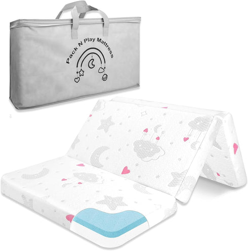 Pack and Play Mattress Trifold - 38"x26"x3'' Dual-Sided Memory Foam Pack N