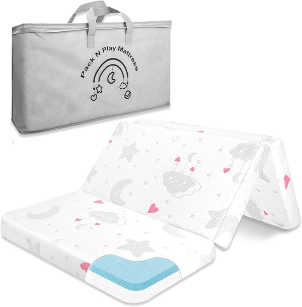 Pack and Play Mattress Trifold - 38"x26"x3'' Dual-Sided Memory Foam Pack N