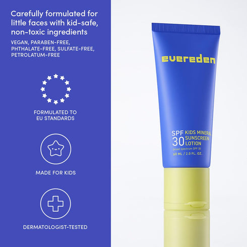30: Evereden Premium Mineral Sunscreen SPF Baby-Safe Whole-Family Mineral Sunblock Kids Love - Non-Nano Kids Sunscreen