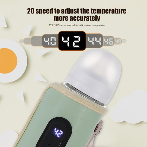 BEAHING 18W Portable Bottle Warmer Quick Heating Baby Bottle Warmer Temperature Adjustable USB Baby Bottle Heater