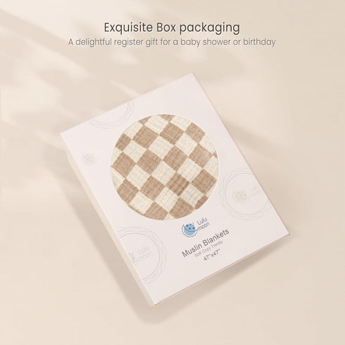 100% Tummy lulumoon Muslin Baby Blanket Neutral: Cotton Lightweight Crib Blanket - Modern Checkered Breathable for Time