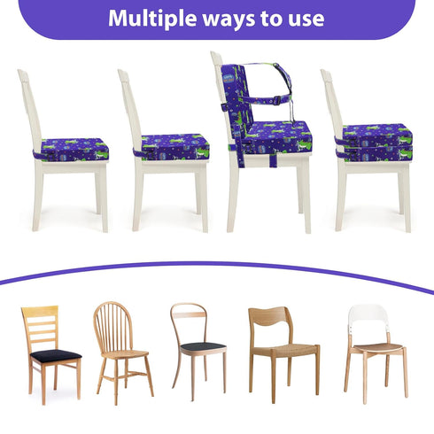 Toddler Booster Seat for Dining Table, Adjustable Safety Buckle Child Booster Seat with Backrest, Waterproof Washable