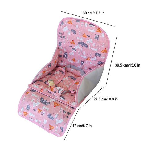 High Chair Pad, Breathable Cushion with Cute Pattern, Comfortable Seat Belt Design for Baby (Pink Animal Pattern)