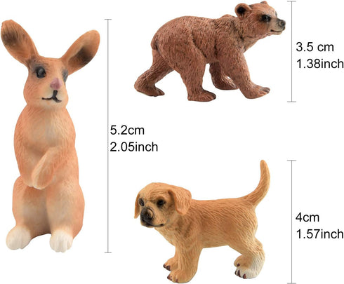 TUPARKA 9Pcs Miniature Forest Animals Set, Woodland Animals Figurines - Deer, Dog, Rabbit, Bear Figures for Cake Toppers