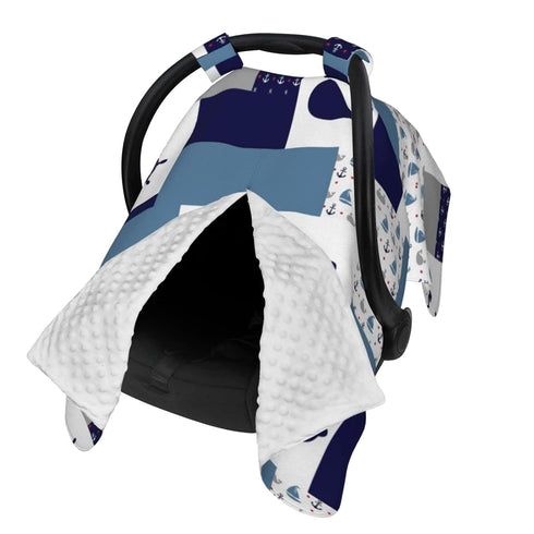 Naseagleeye Sailboat Personalized Anchor Baby Car Seat Canopy for Babies with Name, Custom Car Seat Covers for Boys