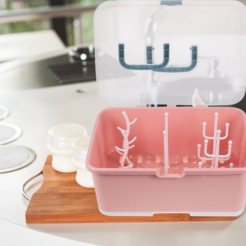 Countertop ibasenice Bottle Drying Rack with Cover Bottle Storage Box and Pacifier Organizer for Home Kitchen Use