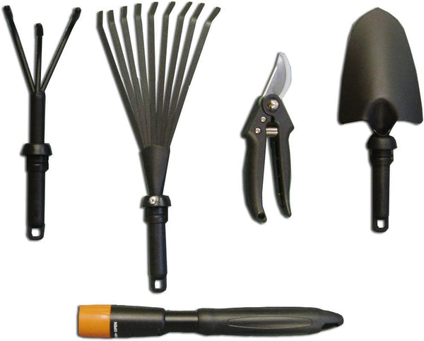 5-in-1 Garden Tool Set - Gardening Supplies and Tools - Gardening Hand Tools (Black and Orange)