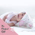 Set Baby Gift Newborn Gift Bag for Girls and Boys Welcome Bundle with White Bunny Hooded Towel and Grey Floral Swaddle