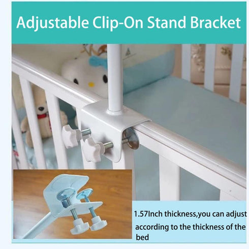 Vilemoon Set Crib Canopy Holder Mosquito Net Stand Holder Metal Adjustable Clip-On Stand Bracket for Rack Mosquito Net