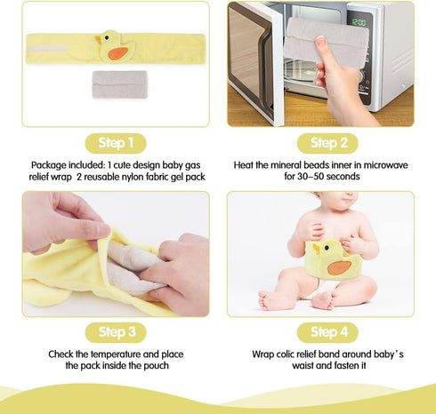 Tummy Upset Hilph Baby Colic and Gas Relief for Newborns Infants, Heated Wrap, Baby Swaddling Belt Warmth, Natural