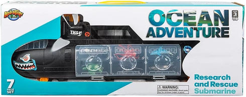 6 Set Aquatic Discovery Expedition Research & Rescue Submarine Toy with Ocean Sea Animalsunderwater Boat for Kids