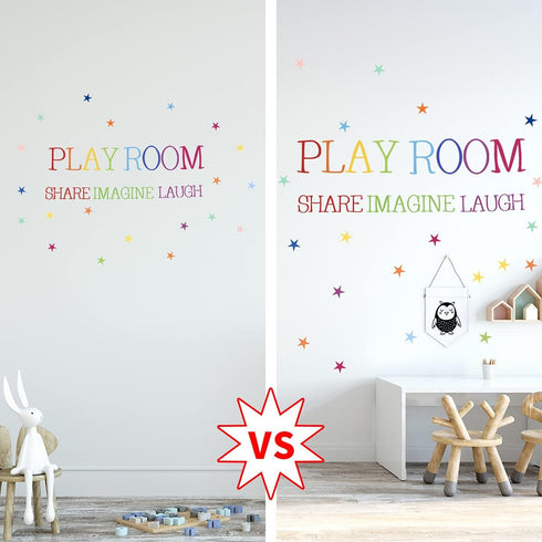 Playroom Wall Decor - Kids Playroom Wall Decals, DIY Stickers for Nursery Decoration, Share Imagine Laugh