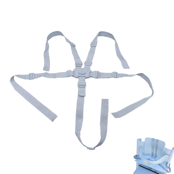 White 5 Point Harness Seat Belt for Strollers, Adjustable Safety Harness Strap for High Chairs and Pushchairs