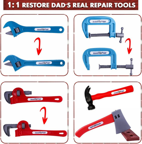 21 Pieces Kids Toy Tool Set with Power Play Tools, Educational Pretend Role Play Set & Handy Storage Box