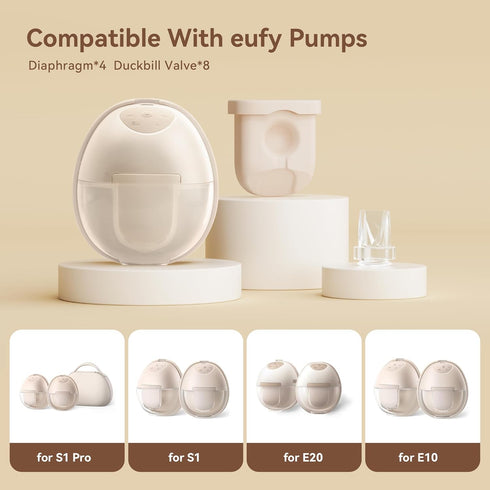 12PCS E10/E20/S1/S1 Duckbill Valves Silicone Diaphragms Compatible with eufy Pro Replacement Parts, Wearable Breast