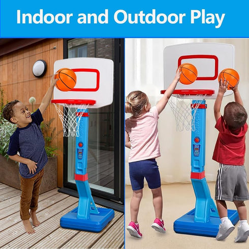 Toddler Basketball Hoop, Height Adjustable Indoor Outdoor Play Goal for Kids Age 3-8, Portable Poolside Basketball