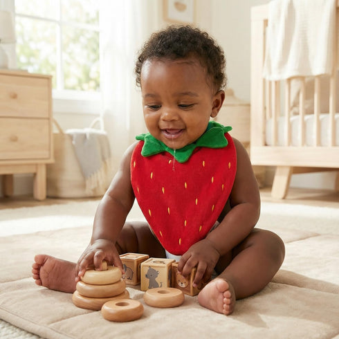 Strawberry Shaped Drool Bib Premium Handmade Baby Bib for Infants & Toddlers | Soft, Absorbent, Gentle Cotton | Unique