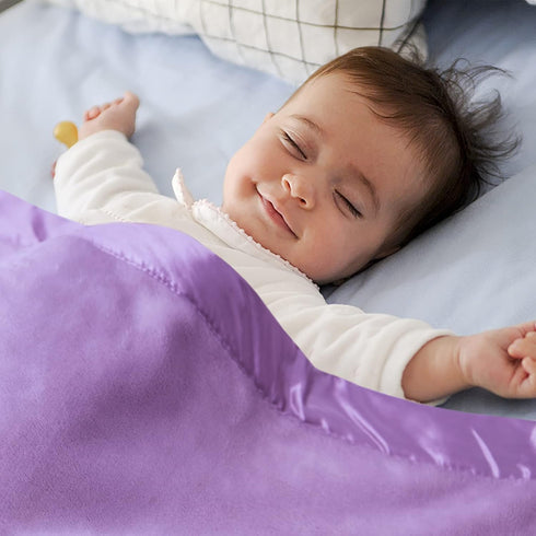Pro Goleem Fleece Baby Blanket with 2 Inch Satin Trim Soft Plush Blanket for Boys and Girls for Babies Purple 30''x40'' by Pro Goleem