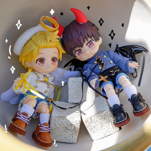 Angel Suit Demon Suit for Ob11, GSC, YMY, BODY9, Molly, 1/12 BJD Doll Clothes Accessories (White)