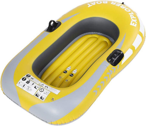 Inflatable Kayak Canoe Portable Boat for 1 Person, Air Rowing Boat for Swimming Pool and Lake Fishing Yellow