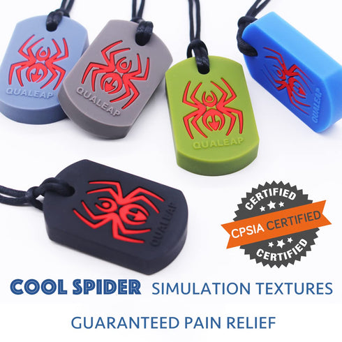 Spider Sensory Chew Necklace for Kids (5 Pack) - Chewing Teether Necklace for Autism Sensory